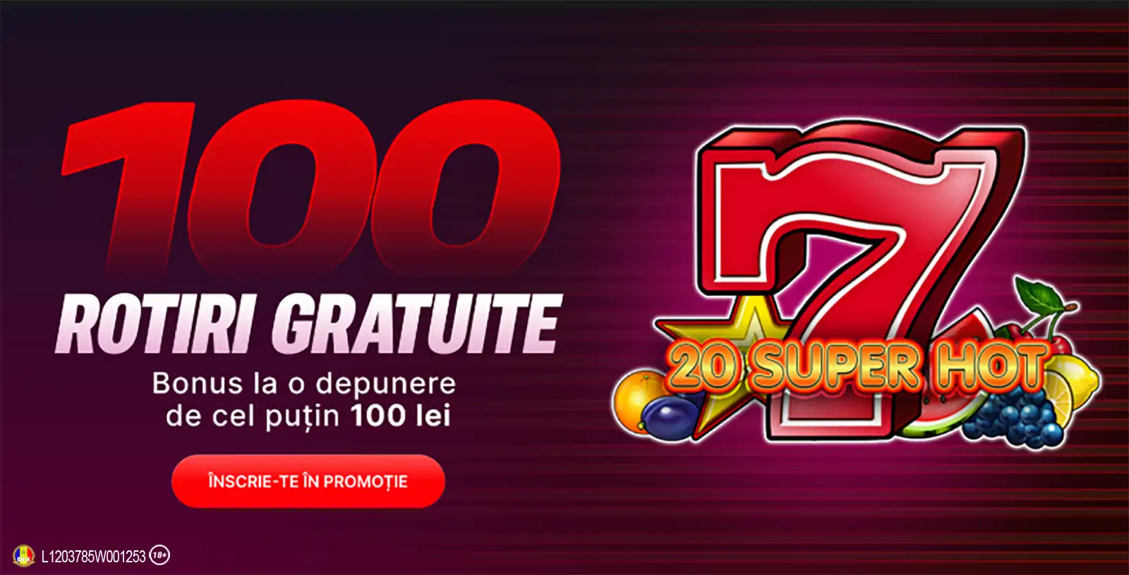 Obține astăzi 100 Rotiri Gratuite la 20 Super Hot, la Superbet