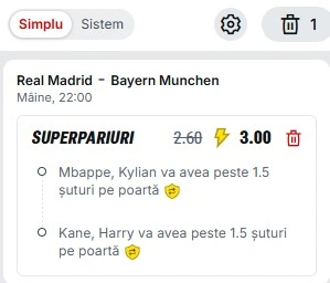 Pariuri speciale Real Madrid - Bayern