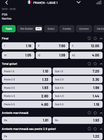 Cote pariuri PSG vs Nantes