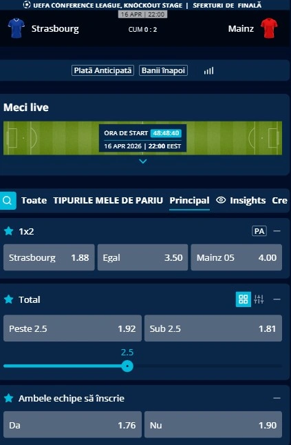 Cote pariuri Strasbourg - Mainz