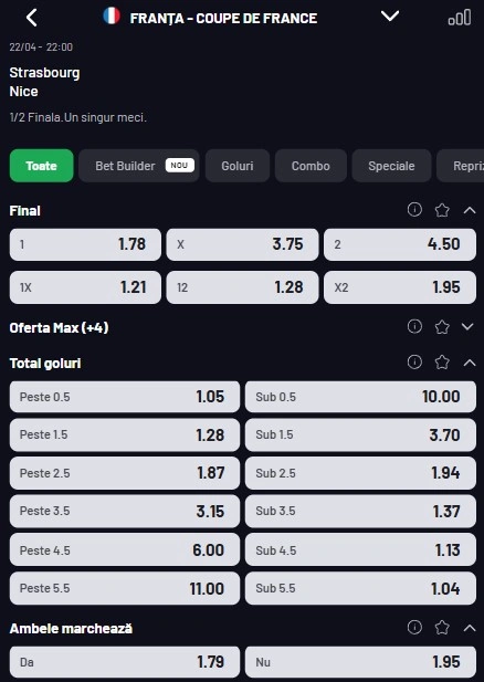 Cote pariuri Strasbourg - Nice