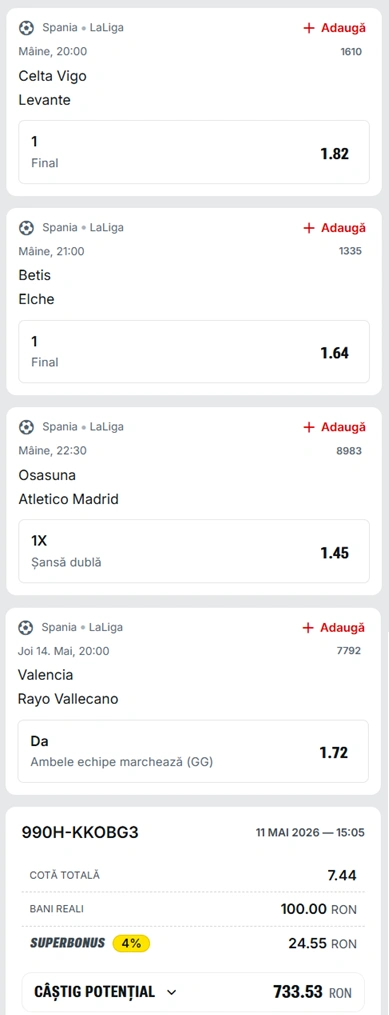 Biletul Etapei 36 din LaLiga