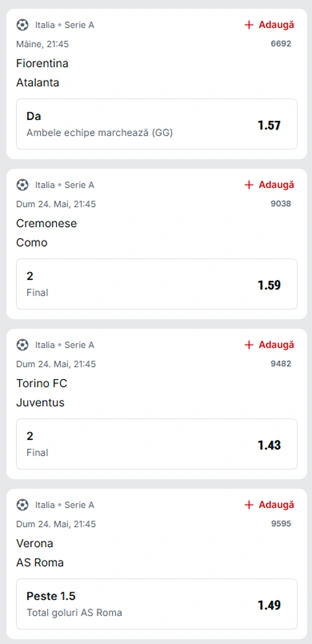 Biletul Etapei 38 din Serie A