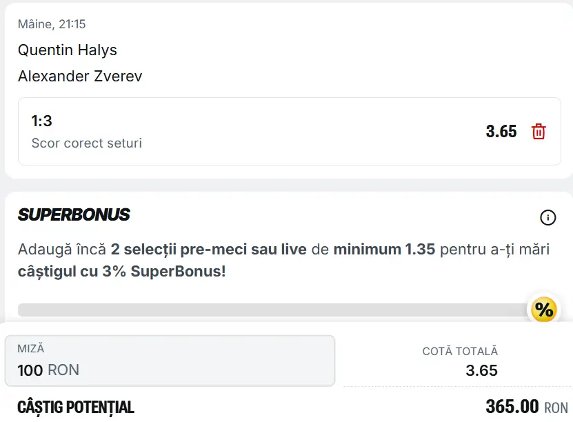 Biletul zilei ATP Roland Garros la Superbet “outsider”-ul se anunță a fi un adversar complicat pentru neamț