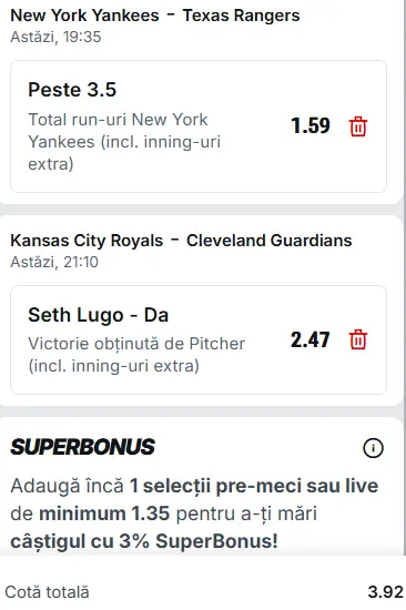 Biletul zilei baseball 07 Mai 2026