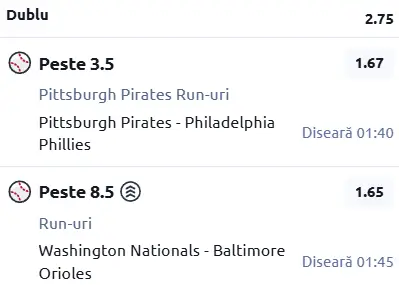 Biletul zilei baseball 16 mai 2026