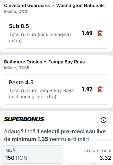 Biletul zilei baseball 27.05.2026