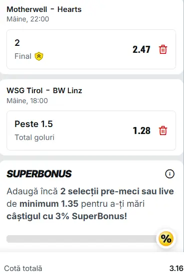 Biletul zilei fotbal 09 mai 2026