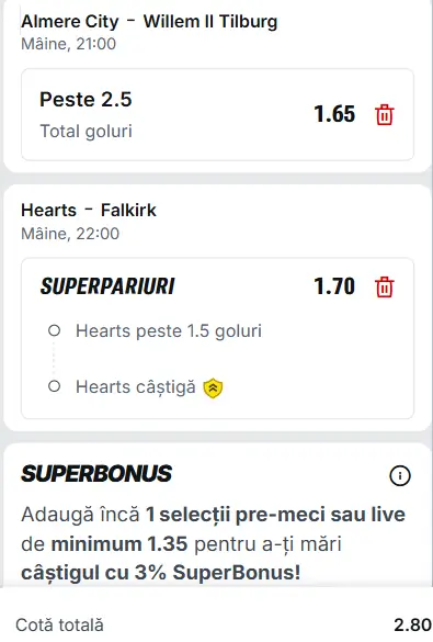 Biletul zilei fotbal 13 mai 2026