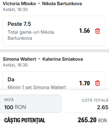 Biletul zilei tenis 26 mai 2026