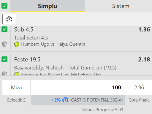Biletul zilei tenis 27 mai 2026