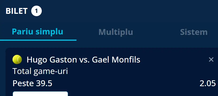 Cota 2 ATP Roland Garros la Mr Bit  un meci deschis oricărui rezultat între francezii Hugo Gaston vs Gael Monfils