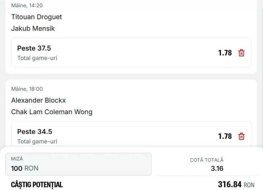 Cota 2 ATP Roland Garros la Superbet ”outsiderii” le pot pune mari probleme lui Mensik și Blockx și mizăm pe ”over”-uri