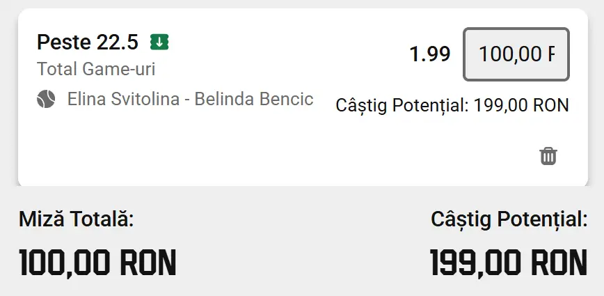 Cota 2 WTA Roland Garros la Unibet  anticipăm o partidă cu game-uri multe între Elina Svitolina și Belinda Bencic