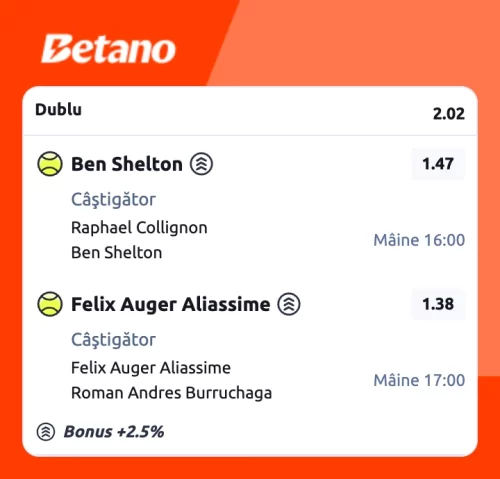 Cota 2 la Betano din tenis, 28 mai 2026. Mizăm pe 2 dueluri interesante la masculin