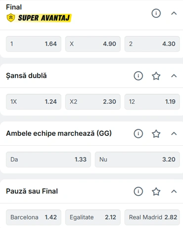Cote pariuri Barcelona vs Real Madrid la Superbet