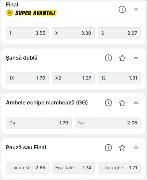Cote pariuri CSA Steaua vs Sepsi OSK la Superbet