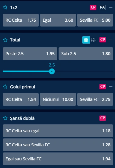 Cote pariuri Celta Vigo vs Sevilla la Mr Bit