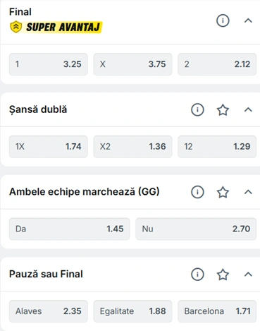 Cote pariuri Deportivo Alaves vs Barcelona la Superbet