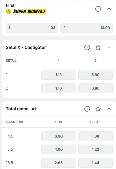 Cote pariuri Elina Svitolina vs Tamara Korpatsch la Superbet