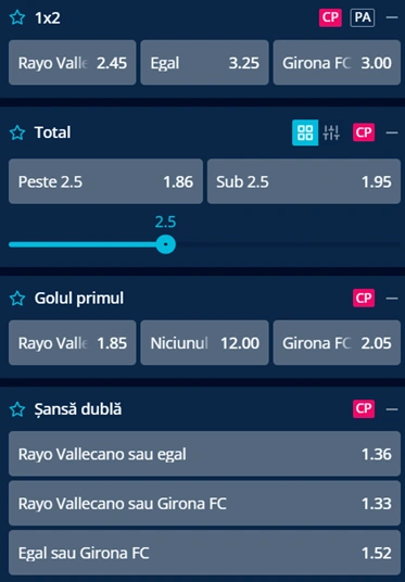 Cote pariuri Rayo Vallecano vs Girona la Mr Bit
