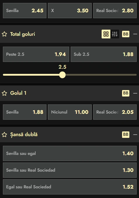 Cote pariuri Sevilla vs Real Sociedad la Don