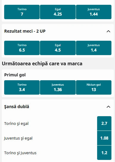 Cote pariuri Torino vs Juventus la Betfair