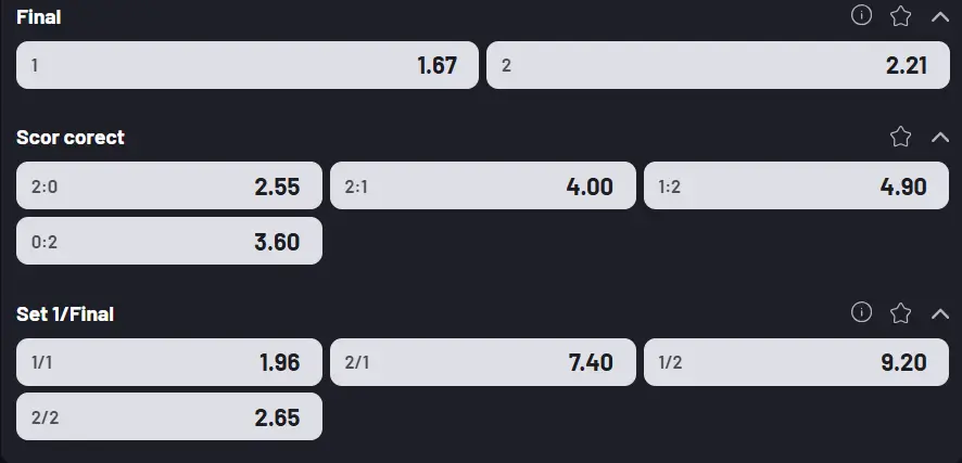 Cote pariuri la Maxbet  Alex De Minaur vs Tommy Paul, meci deschis oricărui rezultat la Hamburg 2026 Open