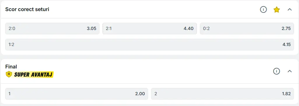 Cote pariuri la Superbet  echilibru total pe zgura de la Foro Italico 2026 între Coco Gauff vs Mirra Andreeva