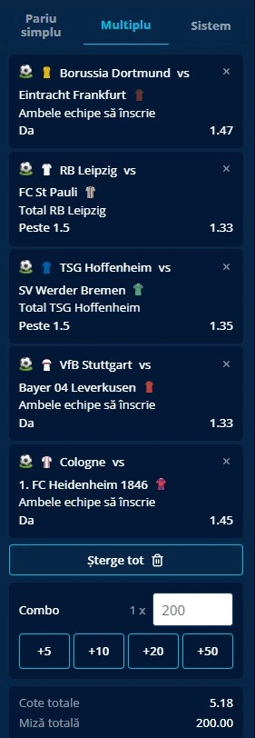 Biletul etapei a 33-a din Bundesliga 8 mai 2026