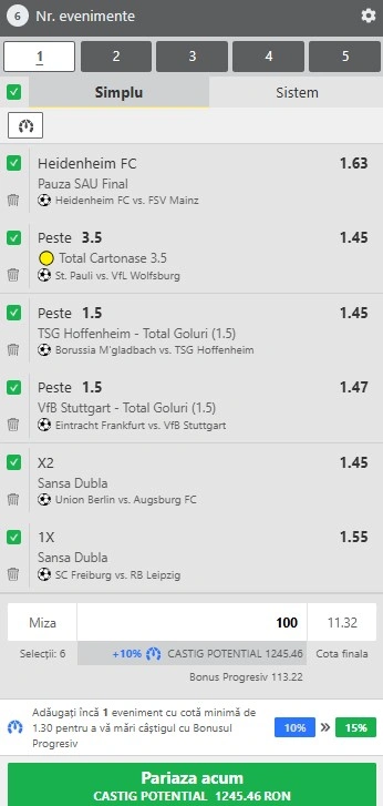 Biletul etapei a 34-a din Bundesliga 16 mai 2026