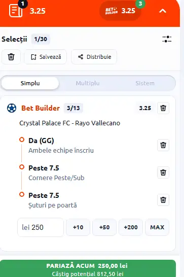 Biletul Zilei Crystal Palace - Rayo 27.05.2026