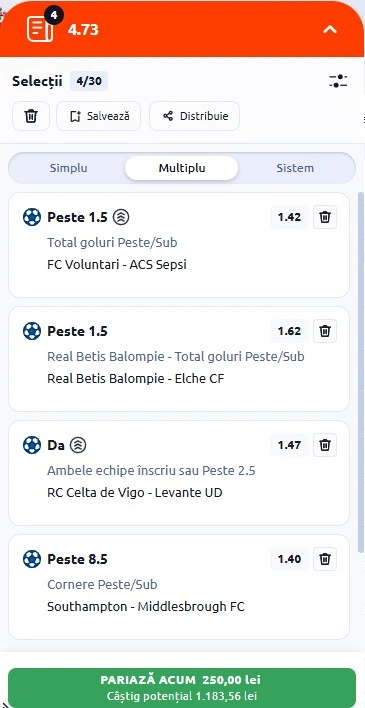 Biletul zilei din fotbal 12 mai 2026
