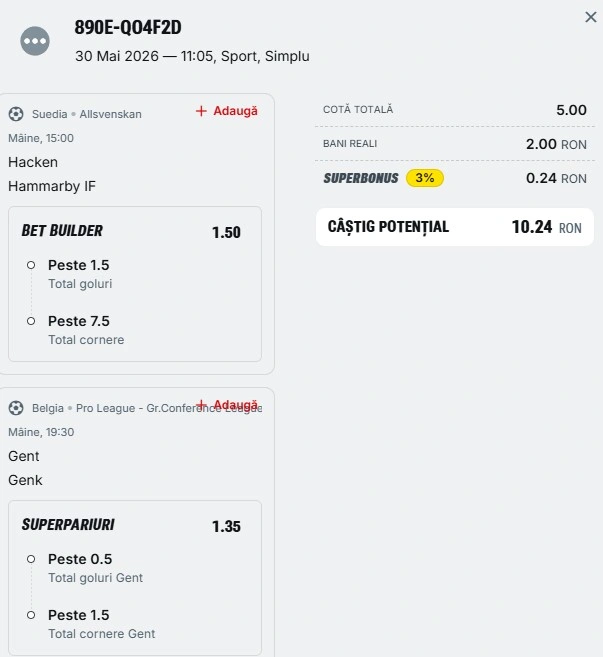 Biletul zilei din Superpariuri 31.05.2026