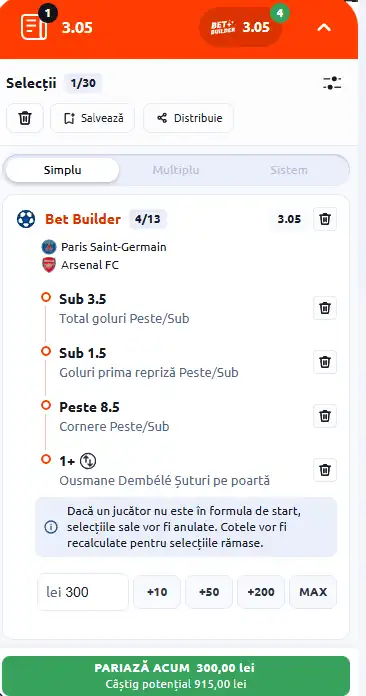 Biletul Zilei PSG vs Arsenal 30.05.2026