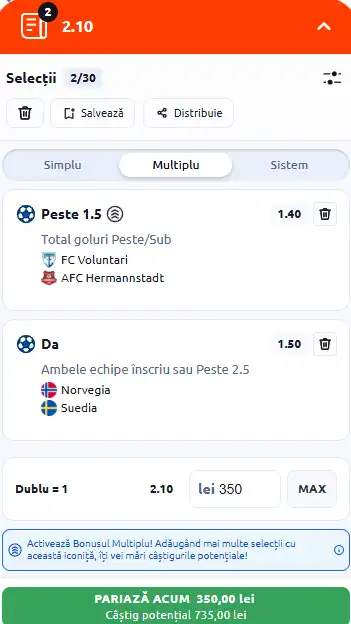 Cota 2 din fotbal 01.06.2026