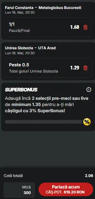 Cota 2 din fotbal 18.05.2026