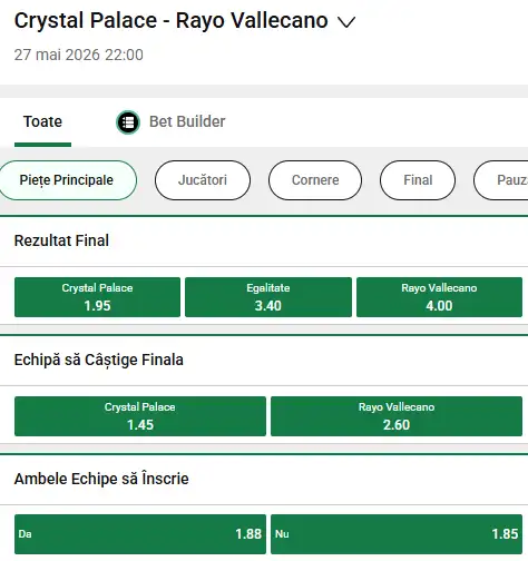 Oferta de cote pariuri finala Conference League