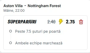 Pariuri Speciale Aston Villa vs Nottingham Forest