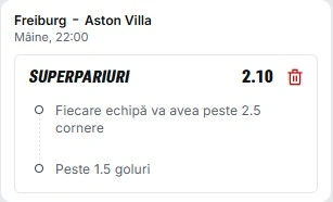 Pariuri Speciale Freiburg - Aston Villa