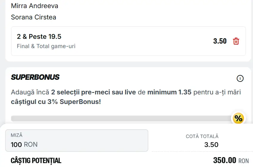 Biletul zilei WTA Roland Garros la Superbet românca are de luat o revanșă, iar momentul este cel mai prielnic