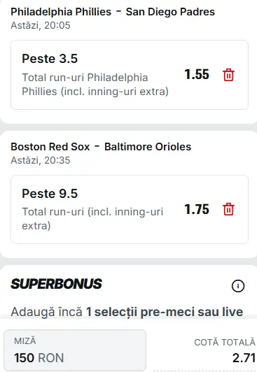 Biletul zilei baseball 04 iunie 2026