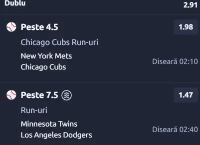 Biletul zilei baseball 23 iunie 2026