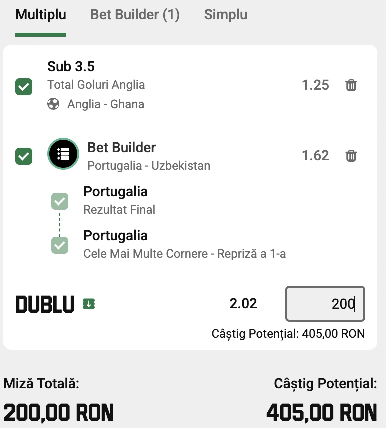 Biletul zilei din fotbal la Unibet, 23 iunie 2026. Portugalia obligată să câștige