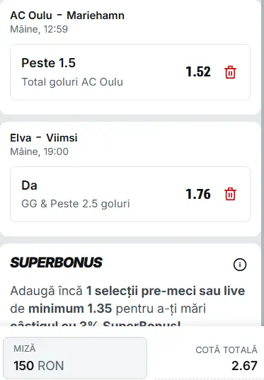 Biletul zilei fotbal 18.06.2026
