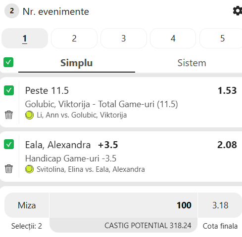 Biletul zilei tenis 19 iunie 2026