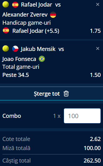 Biletul zilei tenis 2 iunie 2026