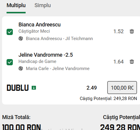 Biletul zilei tenis 24 iunie 2026