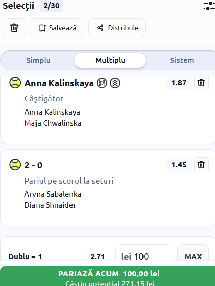 Biletul zilei tenis 3 iunie 2026