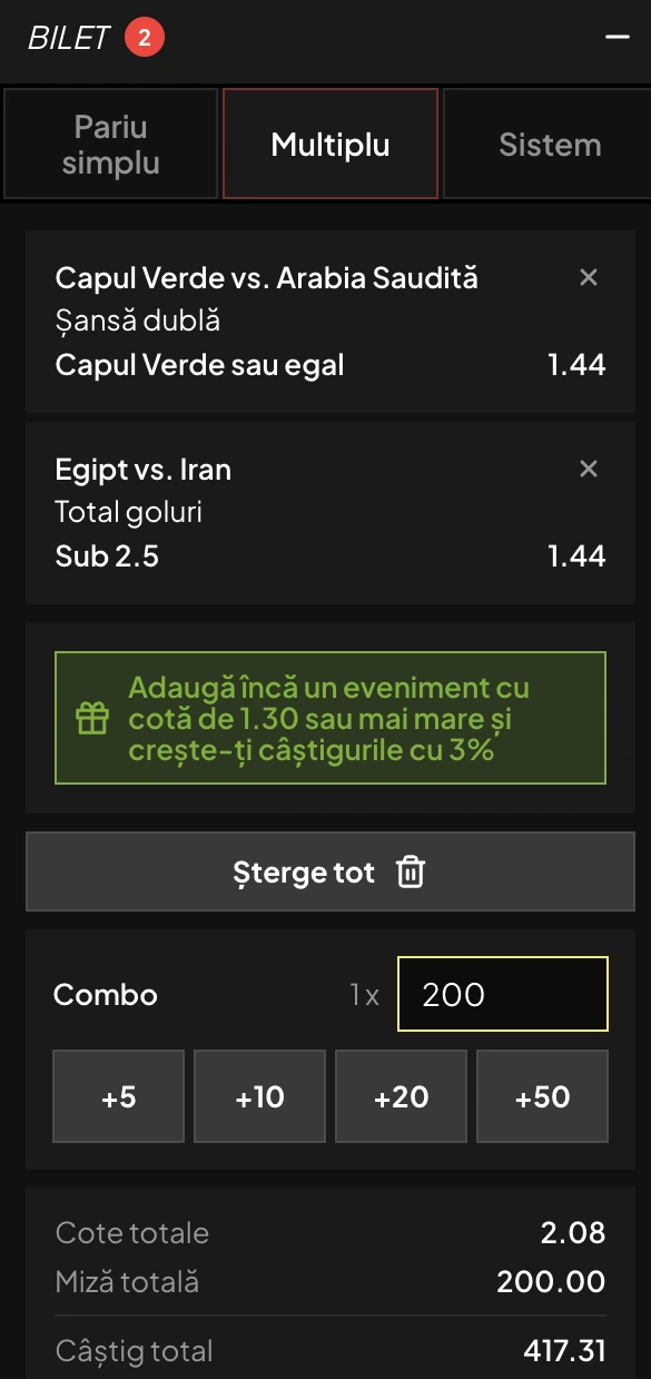 Cota 2 din fotbal la TopBet, 27 iunie 2026. Mizăm pe goluri și pe Capul Verde